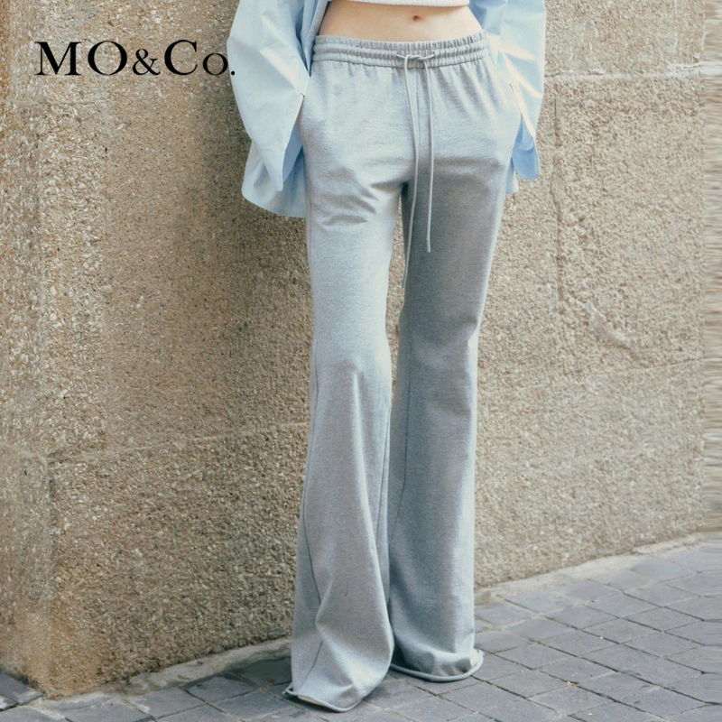 MOCO春夏高腰棉质运动风喇叭裤休闲裤垂感美式MBC2PAT003