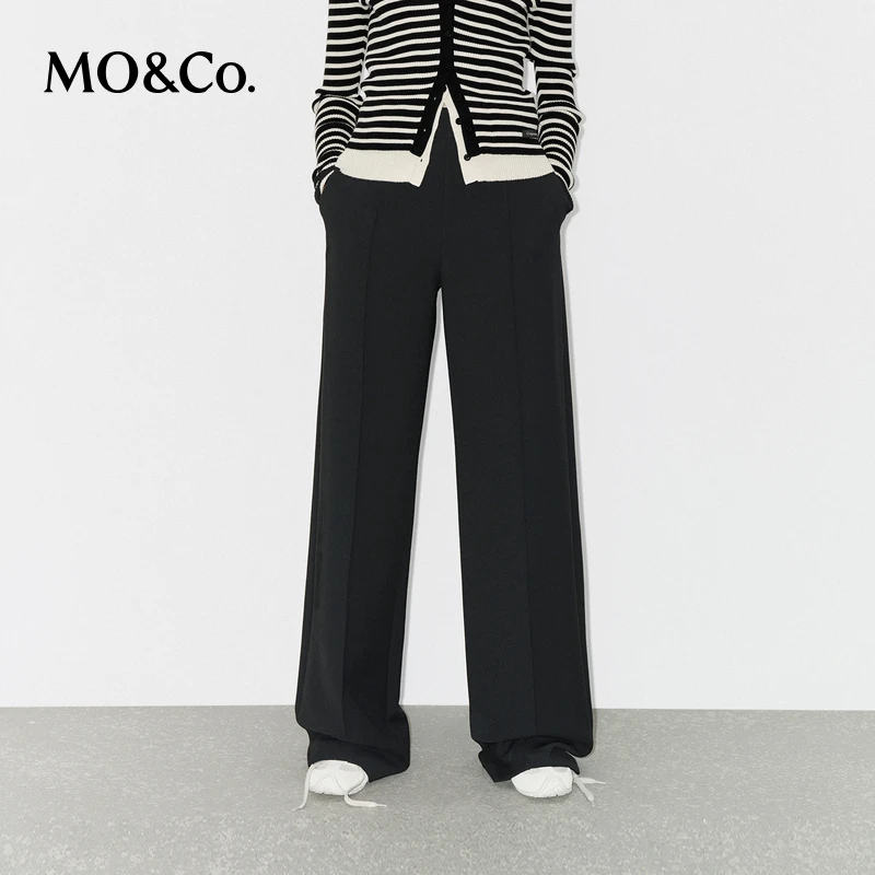 MOCO休闲裤冬含绵羊毛精纺高腰及地直筒高智感MBD4PAT003