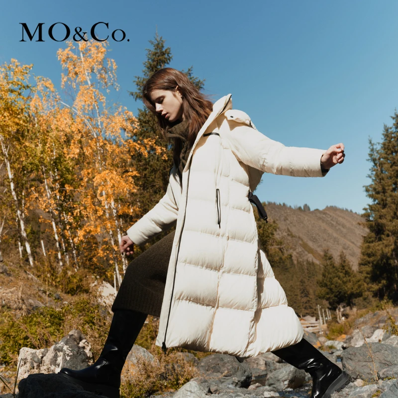 【90%鹅绒】MOCO冬防寒无胆防绒附腰带长款羽绒服MBC4EIN012