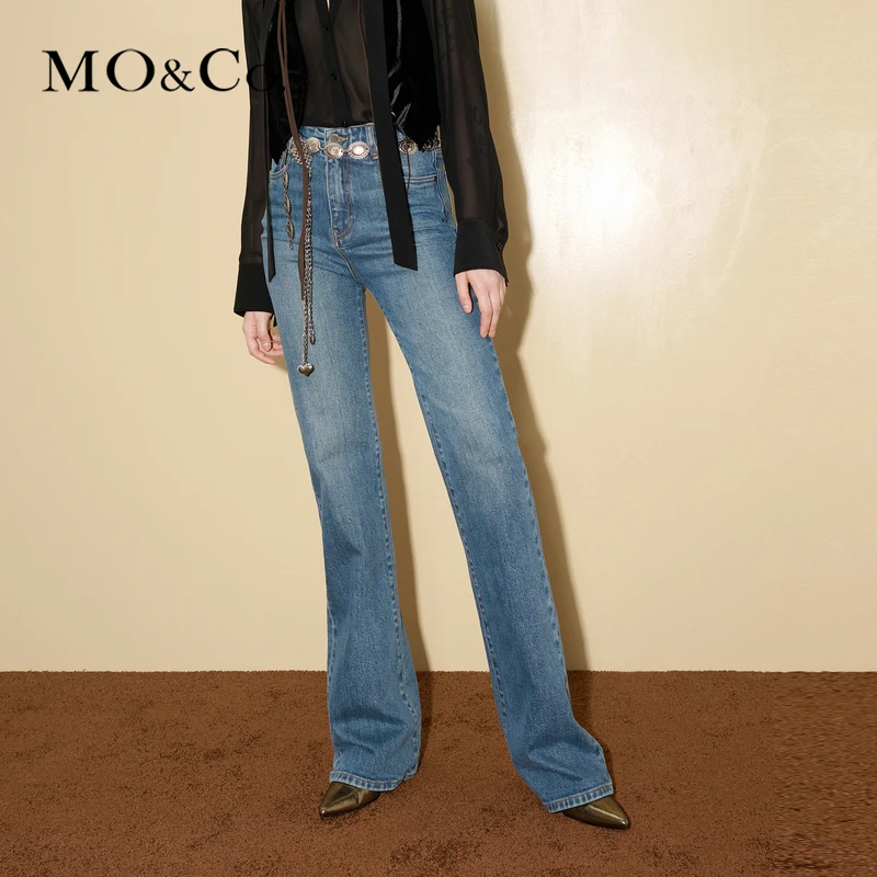 MOCO秋手工磨白做旧土耳其棉直筒及地牛仔裤MBC3JENK01