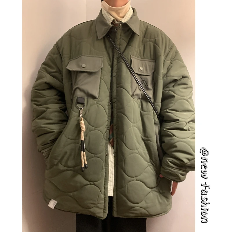 美式葫芦格棉衣男韩版设计感加厚保暖棉服宽松大码潮牌棉外套秋冬