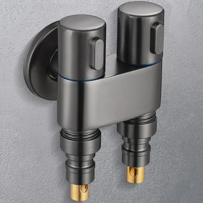 旗舰款马桶伴侣一进二出角阀全铜洗衣机4分水龙头分水阀双控止水