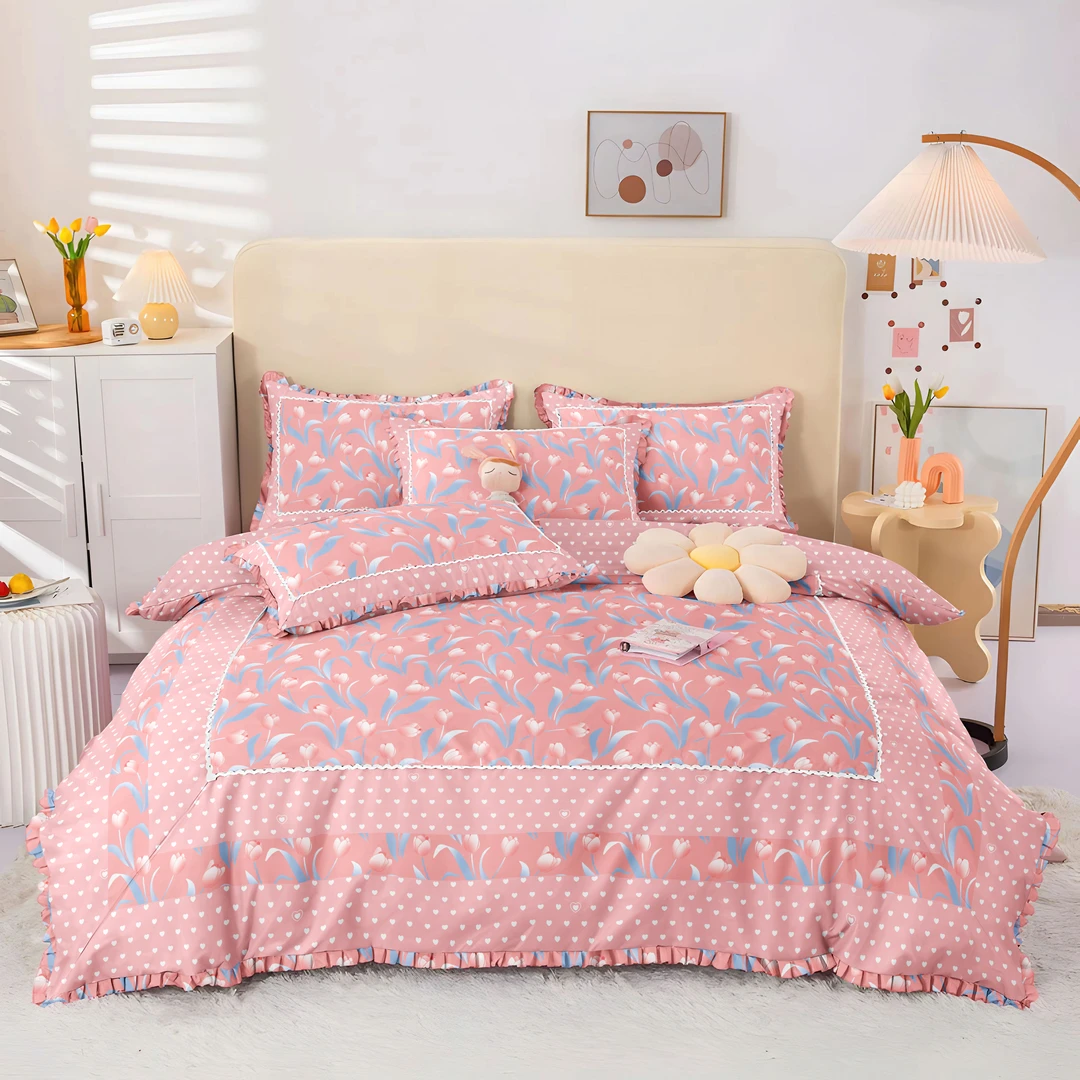 新款韩式加厚斜纹亲肤柔软四件套小清新磨毛防滑床上用品套件