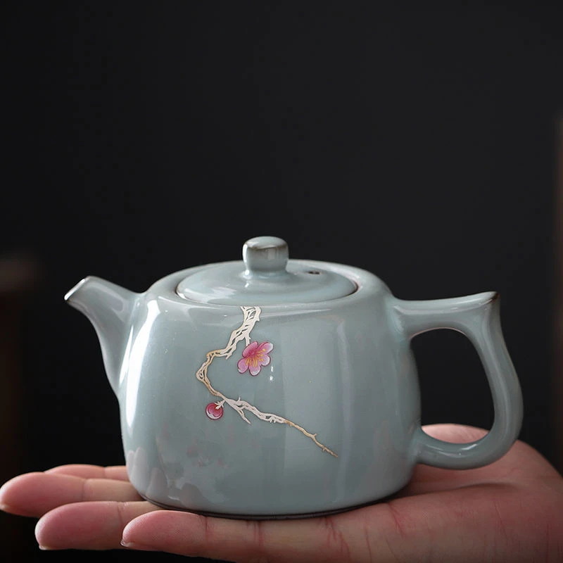 官窑铁胎茶壶冰裂纹开片可养高端龙泉陶瓷功夫茶具套装家用中式