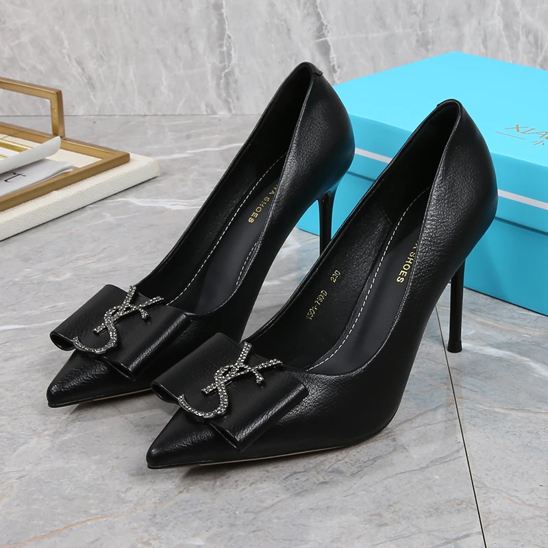 【9公分】2024春秋爆款黑色细跟尖头时尚YS气质百搭细跟高跟鞋单鞋