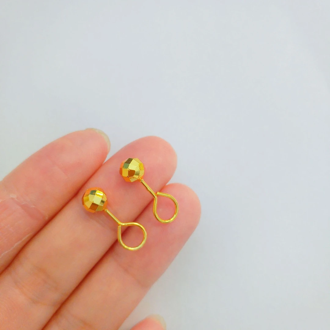 钛钢无非金属耳饰 镭射面耳环女 简约9字针气质耳钉镭射光珠