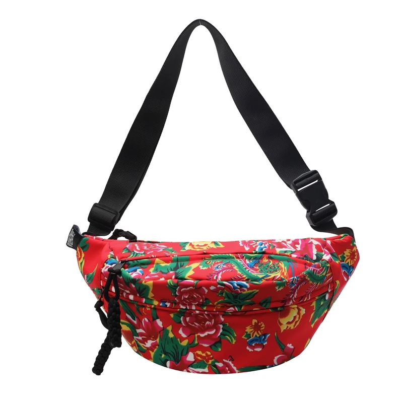 东北大花图案中国风民族风个性胸包男女潮牌大学生斜挎包休闲小包