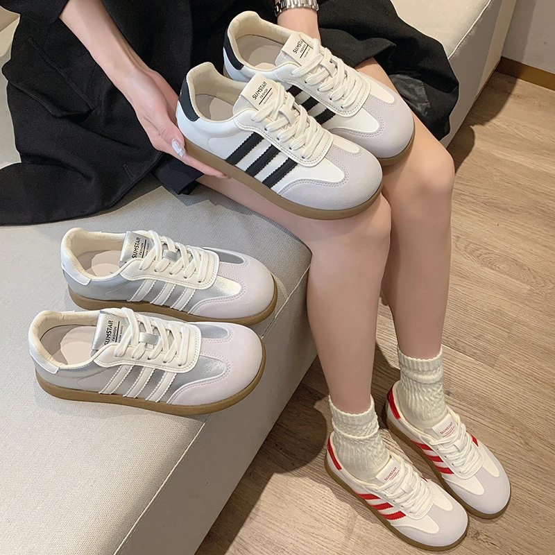 德训鞋女2025新款秋季平底休闲百搭复古经典轻便运动阿甘学生板鞋