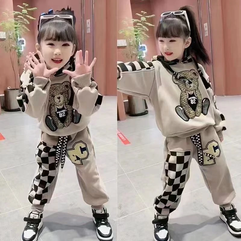 女童套装春秋季新款加厚卫衣卫裤两件套洋气时髦中大童潮
