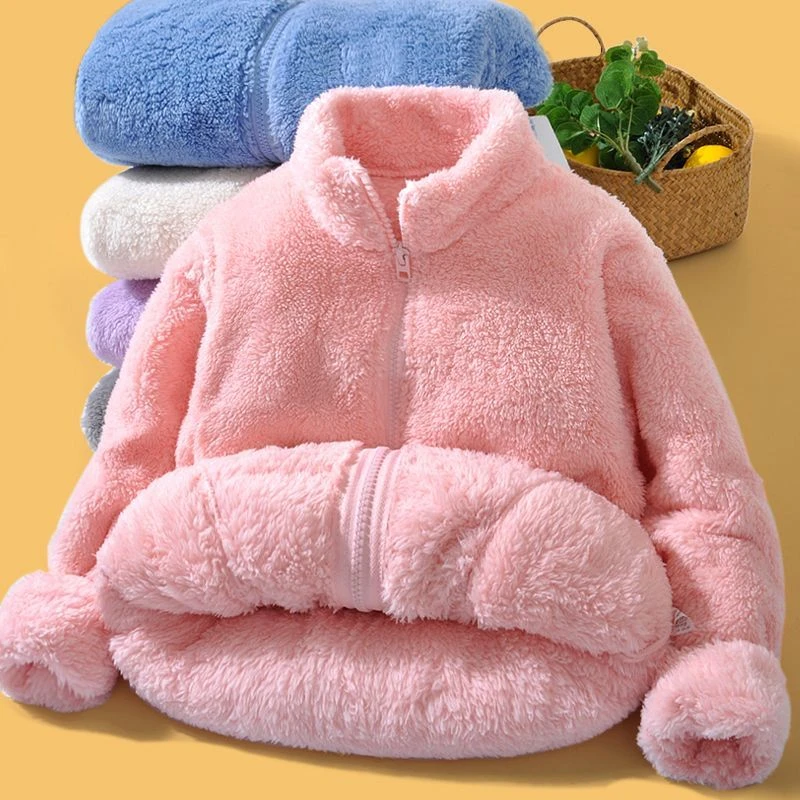 儿童外套法兰绒洋气秋冬加绒宝宝双面毛绒加厚保暖男女童上衣冬新