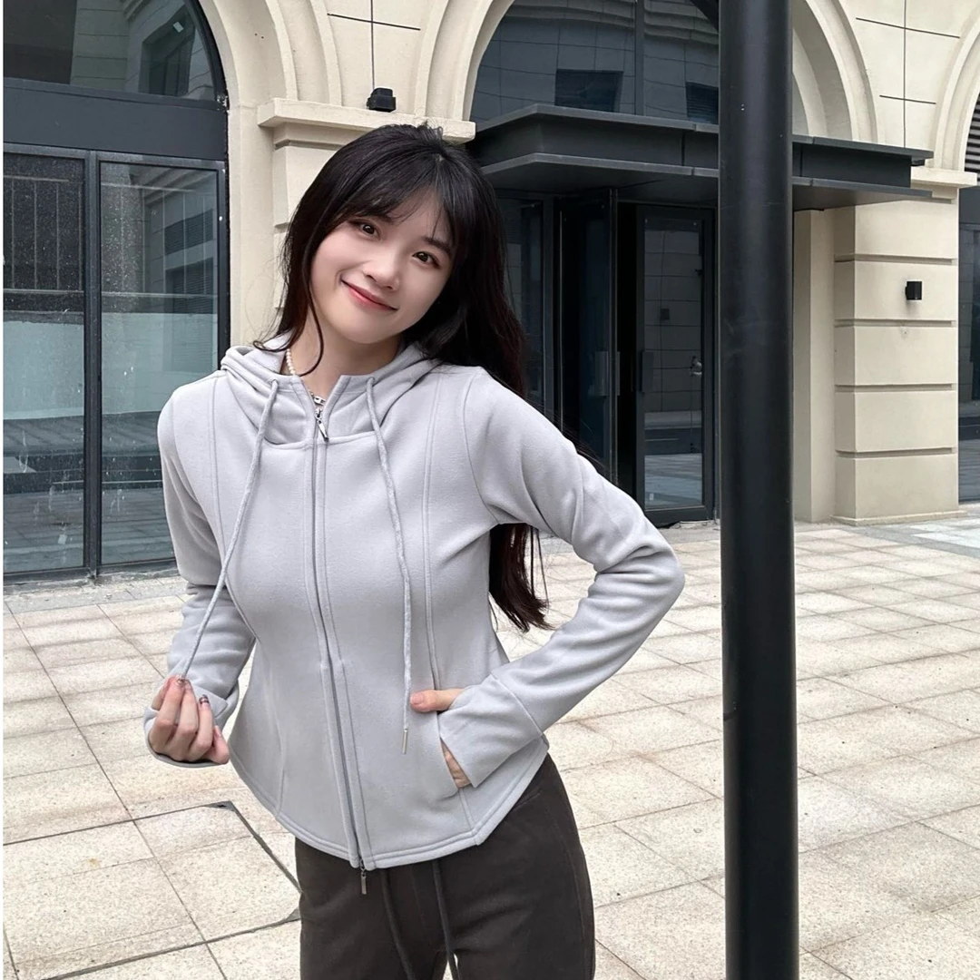 微瑕连帽【不支持退换】石墨烯7A修身显瘦立领小蛮腰拉链上衣休闲