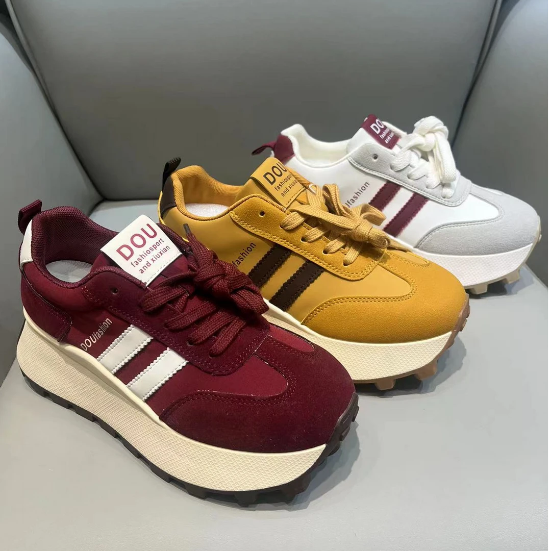 2024秋季新款透气百搭系带软底阿甘鞋女外穿时尚厚底增高阿甘鞋女