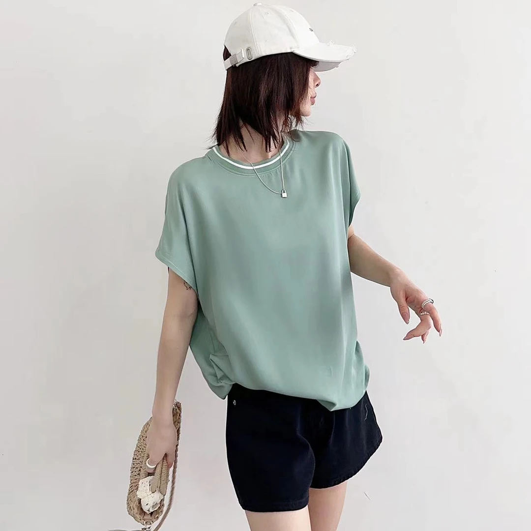 当当家-（人造棉）时尚休闲百搭夏季宽松棉绸韩版飞袖衫--609