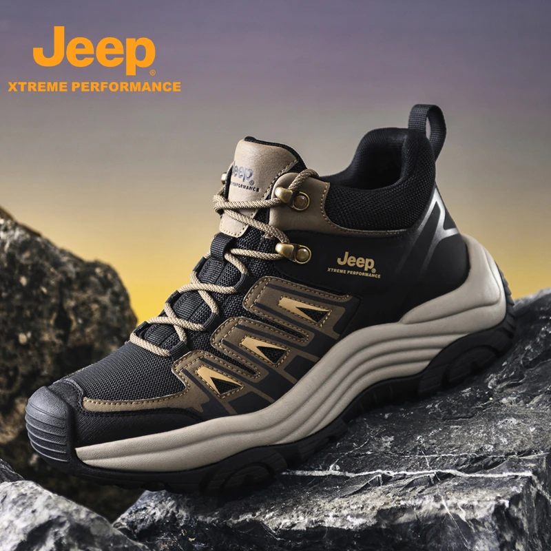 jeep男鞋2024秋冬季新款旅游休闲鞋软底防滑户外登山鞋轻便徒步鞋
