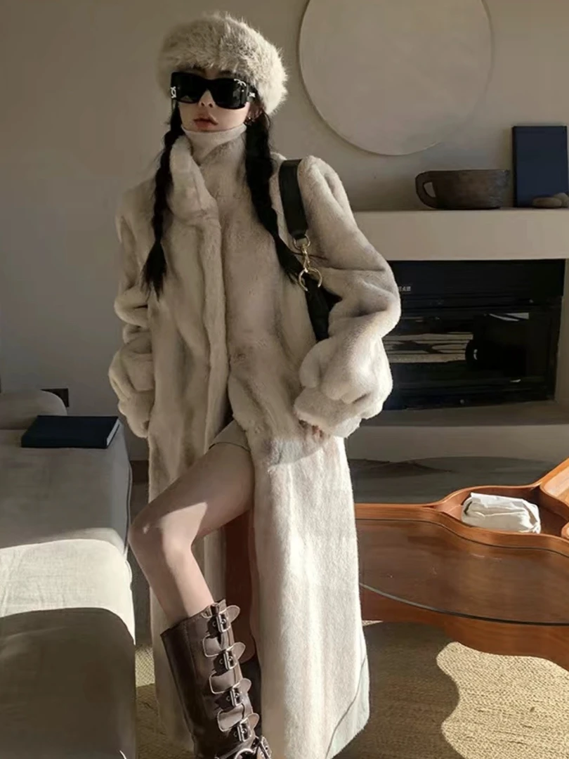 【101-175号】2024新款百搭轻奢女装毛毛外套时尚中长秋冬气质显瘦