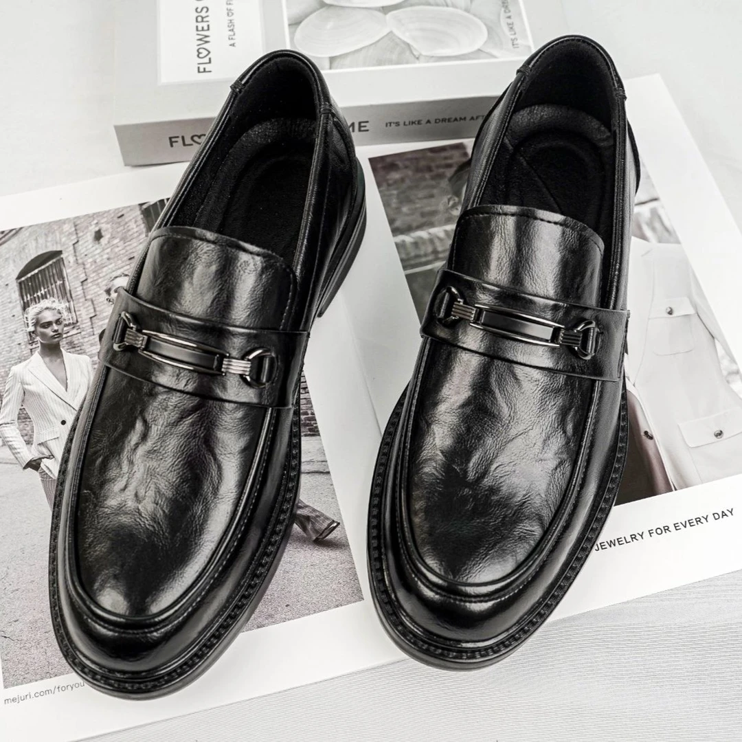 正品皮鞋男款爆款2024新款商务正装男士一脚蹬休闲百搭男鞋2303