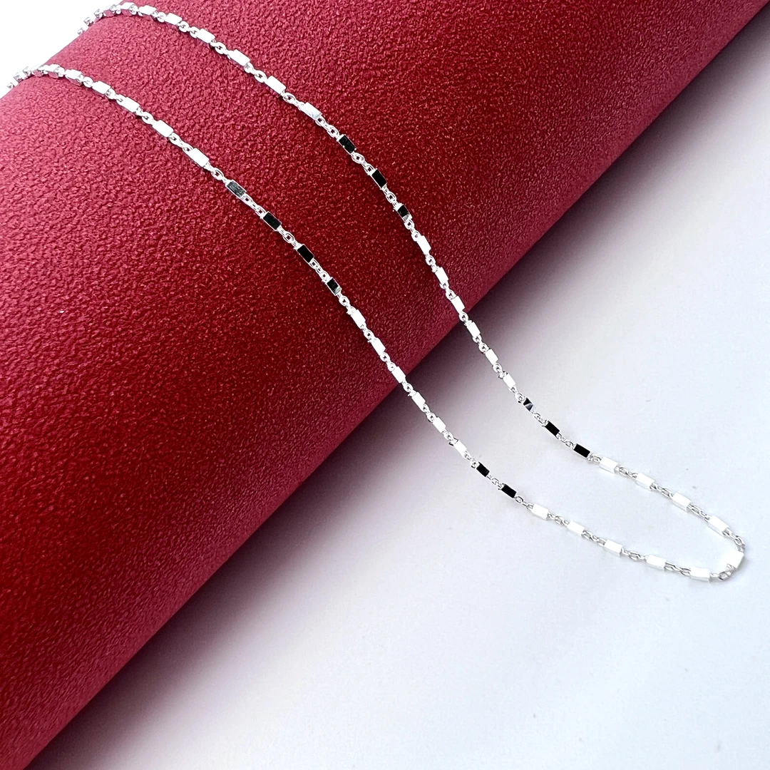 链子足银 【十字方块链】足银990纯银项链女