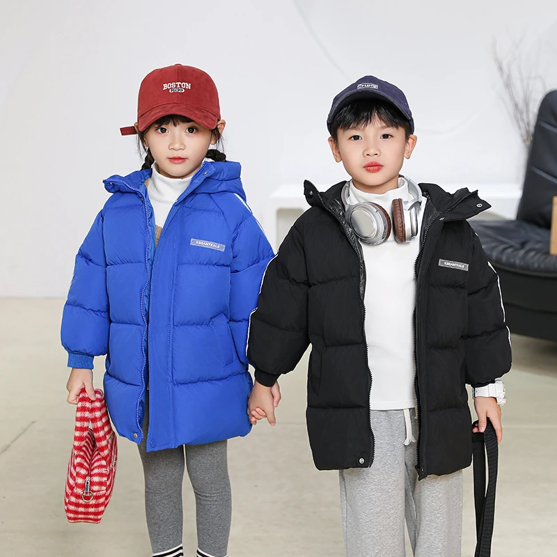 2024反季新款儿童棉服男女童中小大童中长款加厚连帽棉衣童装外套