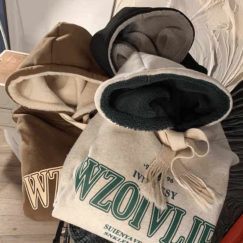 重磅新品羊羔绒卫衣男冬季加绒加厚外套秋冬款美式连帽保暖衣服潮