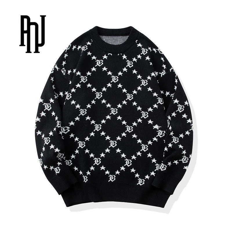 PNJ情侣满印字母卫衣冬季官方旗舰潮流宽松经典百搭休闲圆领长袖