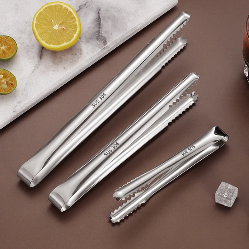 不锈钢304加厚加长冰夹冰块夹子毛巾奶茶店专用食品夹水果夹