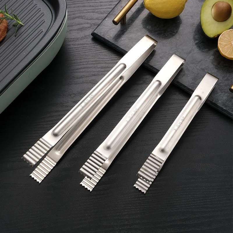 加厚不锈钢食品夹子厨房烧烤夹馒头面包加长食物夹烤肉牛排夹子煎