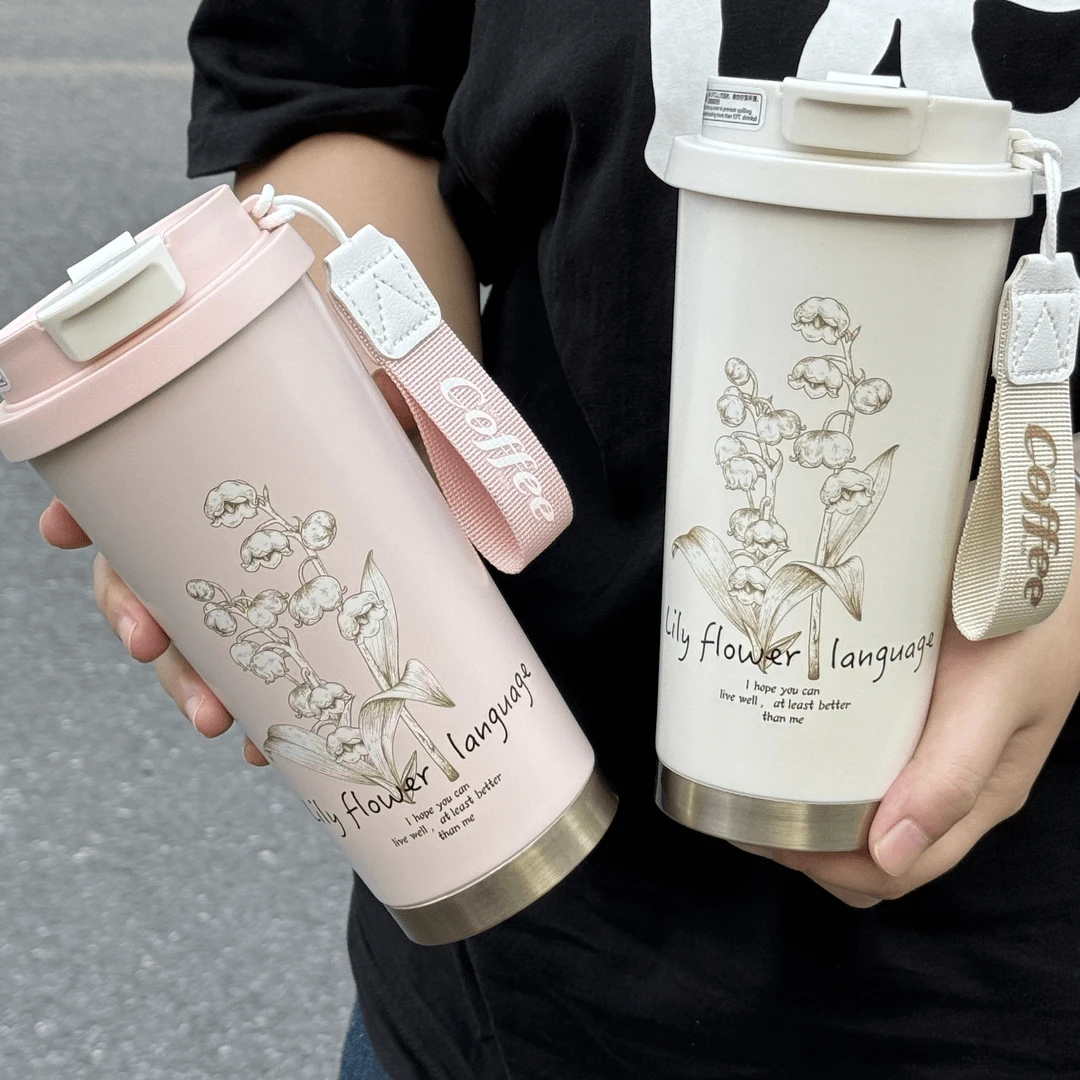 2024新款水杯不锈钢保温杯高颜值食品级提绳款咖啡杯便携吸管杯M1