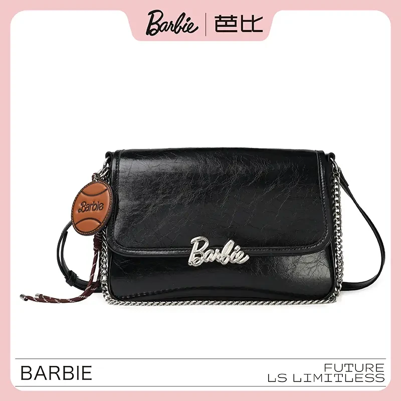 BARBIE/芭比轻奢大容量时尚百搭休闲女士潮流包包黑色单肩斜跨包
