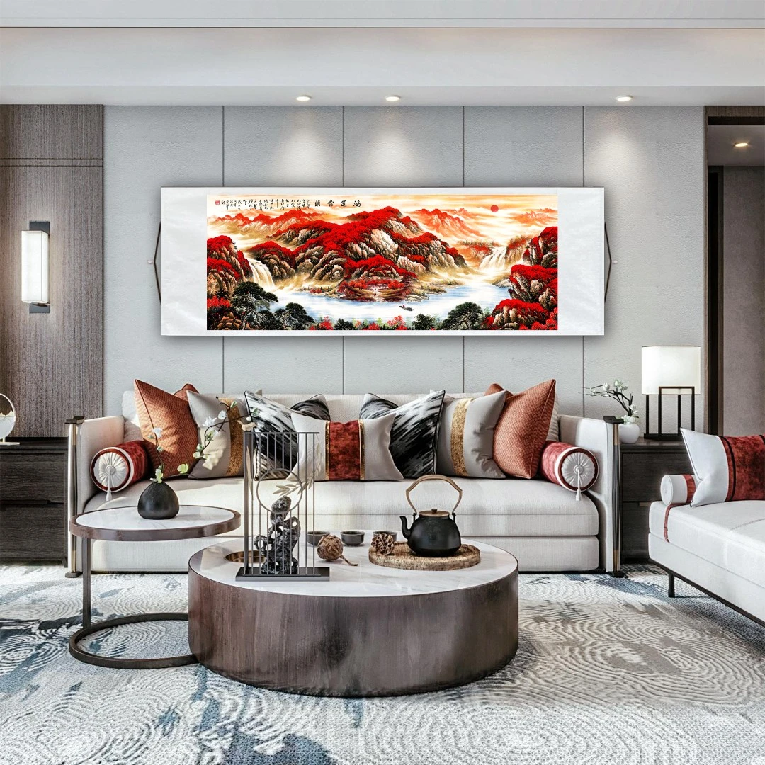 2.6*80（经典鸿运当头）背景墙书房茶室客厅装饰画高清复刻艺术微喷