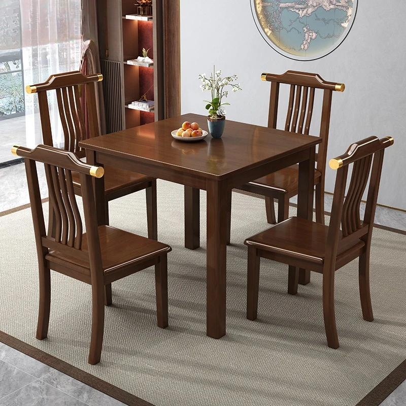 正方形餐桌家用80全实木小方桌现代中式打牌小户型饭桌出租房桌*