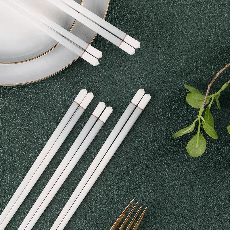 渐变灰陶瓷筷子10双不发霉耐高温易清洗高档酒店筷子纯色上档次