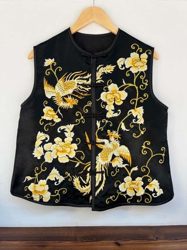 重工纯手工刺绣新中式圆领马甲
