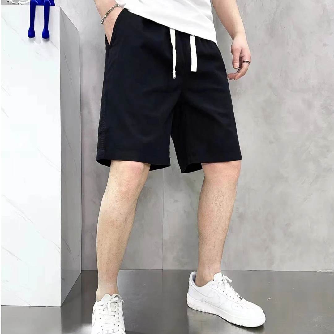 【人棉混亚麻】男士夏季短裤休闲百搭纯色直筒微弹休闲裤B8107