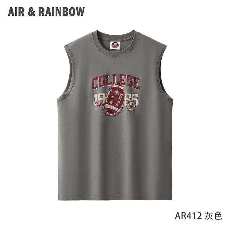 【重磅240克棉】春夏印花坎肩背心休闲透气男士圆领AR412宽松无袖