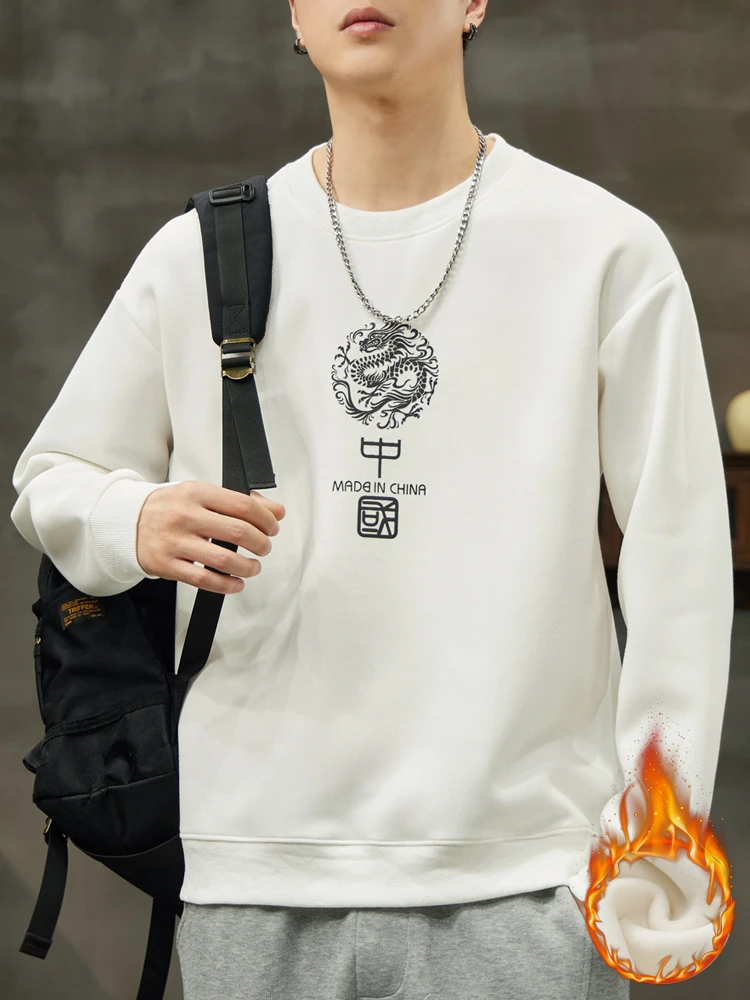 2023冬季新款高端潮流加绒加厚国潮百搭圆领休闲时尚卫衣