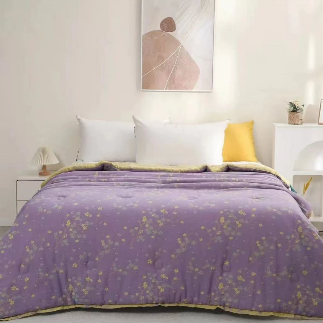 【紫梅花】1.5*2M高端纯棉双层纱A类柔软舒适亲肤可机洗春秋冬被
