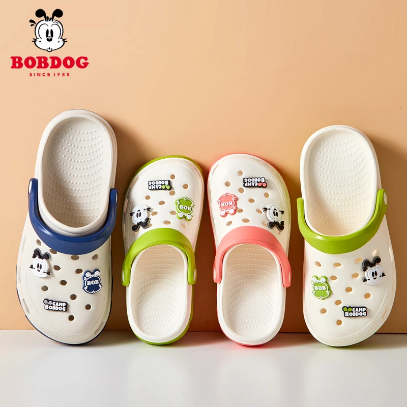 巴布豆一家三口亲子洞洞鞋男女童夏季透气防滑外穿儿童沙滩凉拖鞋