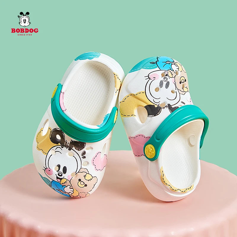 巴布豆儿童洞洞鞋男童女童2024年夏季防滑家居小孩宝宝软底凉拖鞋