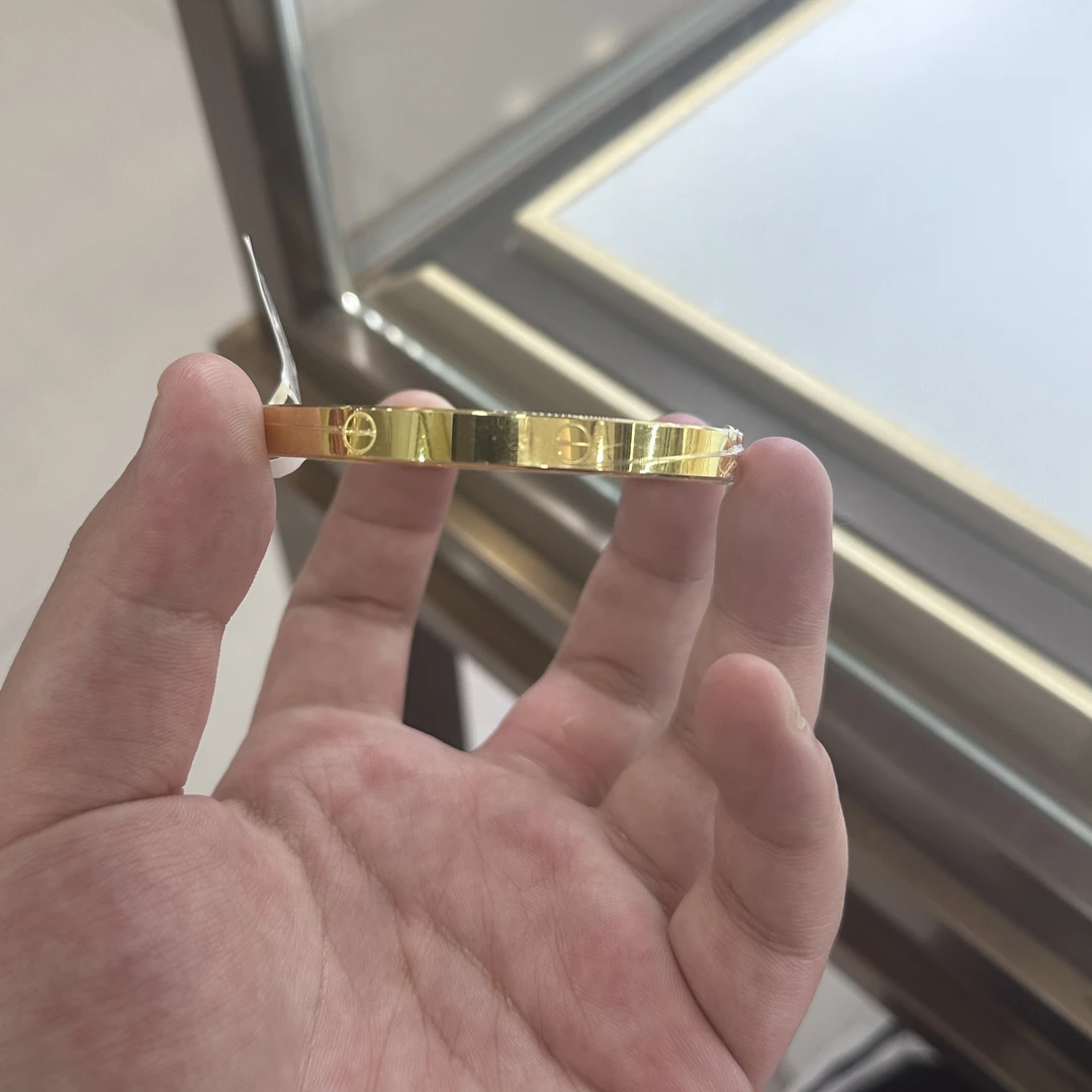 足金999亮面一字宽版字图案爆闪时尚5G工艺手镯