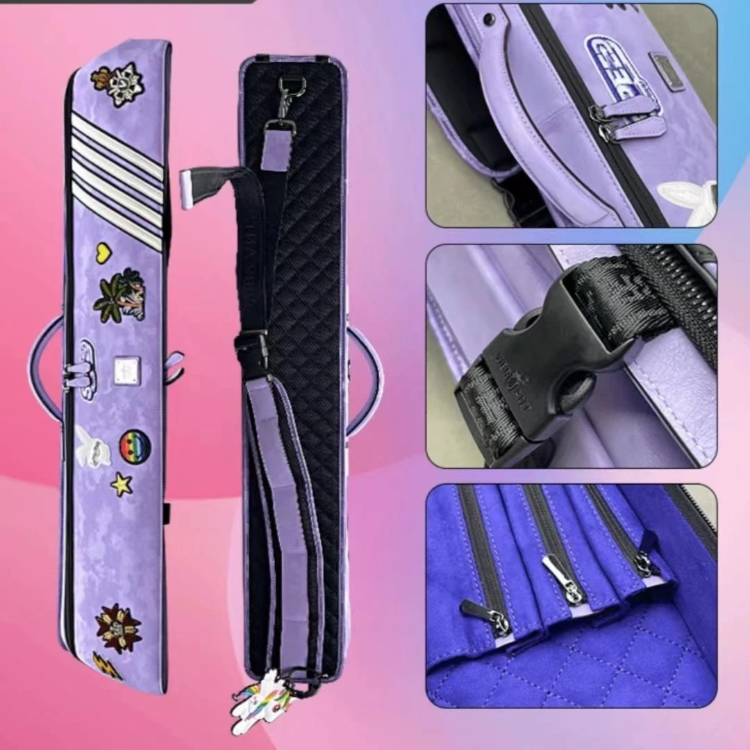 莱瑟塔杆包彩虹马鞍包包七孔大容量真皮大头台球杆