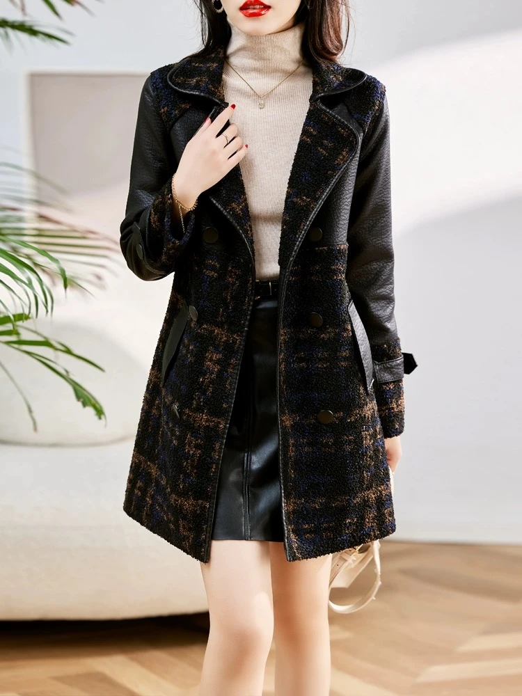 皮衣女2025秋冬新款中长款外套保暖气质女士皮毛一体大衣