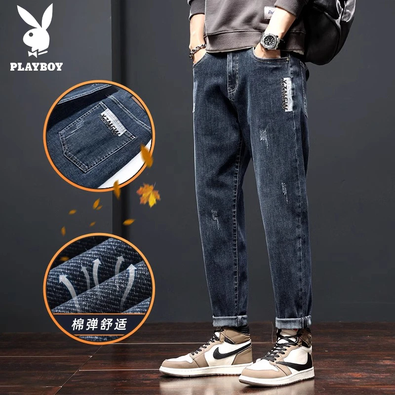 花花公子牛仔裤男士高端直筒裤子2025年新款春夏季宽松百搭休闲裤