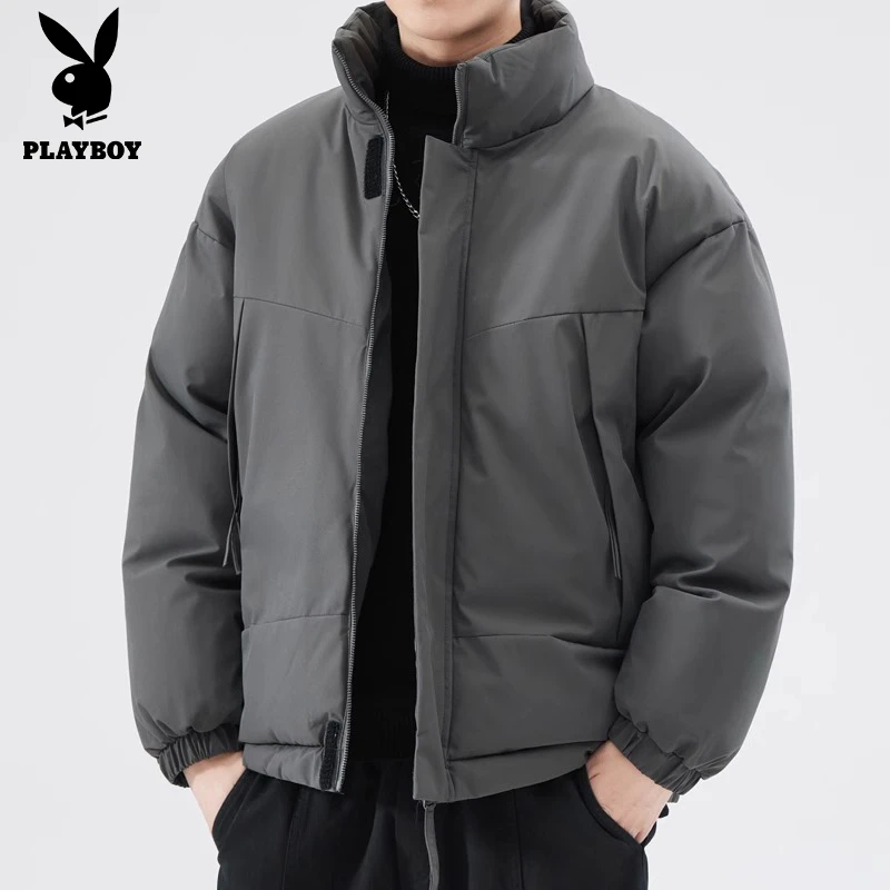 花花公子立领棉服外套男秋冬季2024新款加厚保暖棉衣冬装棉袄夹克