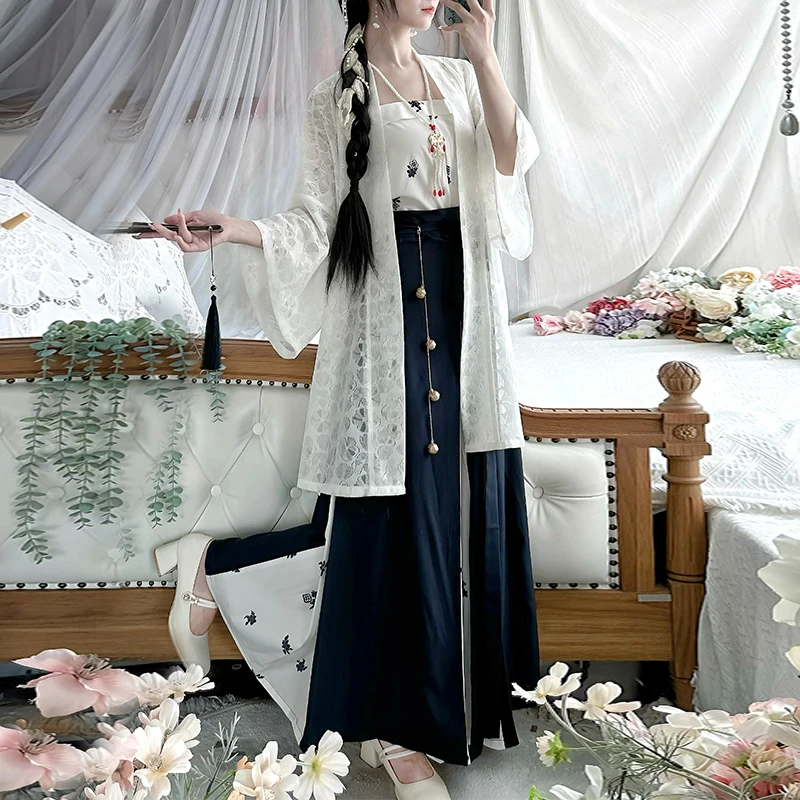 木桐原创汉服【知夏】宋制长褙子吊带三裥裙日常春夏款薄款汉元素