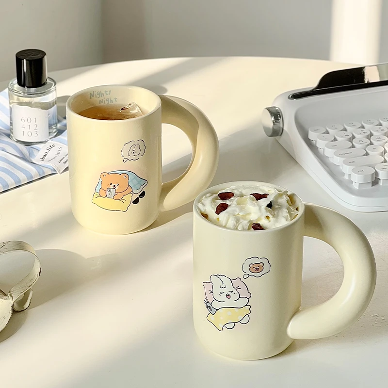 ins可爱女生陶瓷马克杯高颜值水杯小众设计感杯子情侣创意咖啡杯