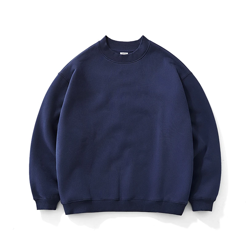 无帽卫衣男秋冬款百搭美式重磅纯棉痞帅休闲大码宽松纯色上衣服