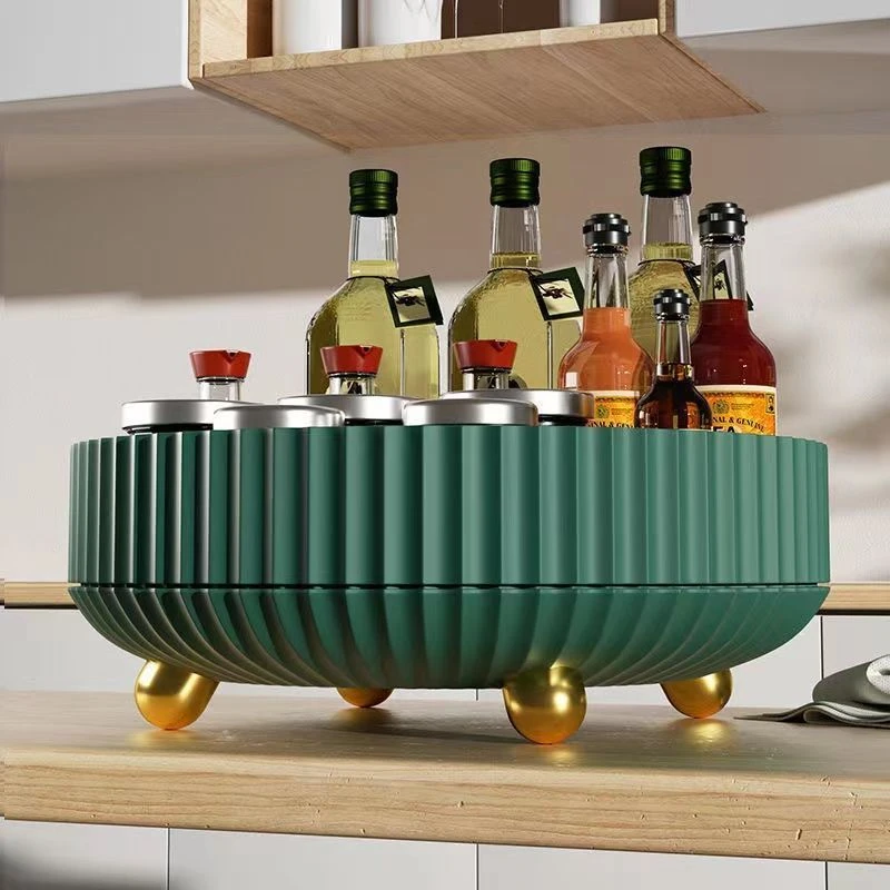 旋转调料盒旋转式厨房置物架盐味精厨房转盘调料架旋转360度