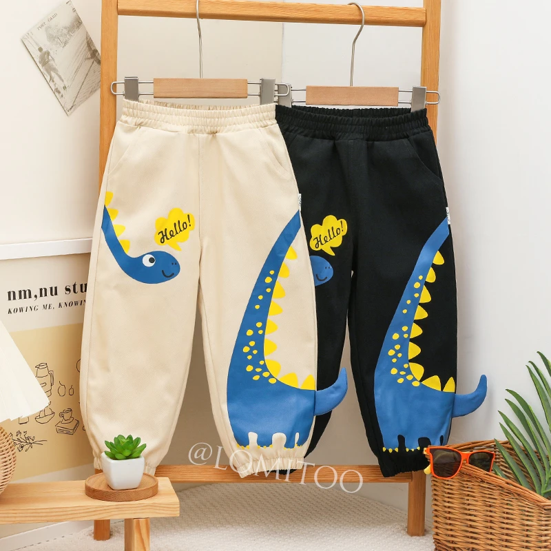lomitoo/洛米兔2023秋季新款儿童洋气工装裤 马门溪龙工装裤8028