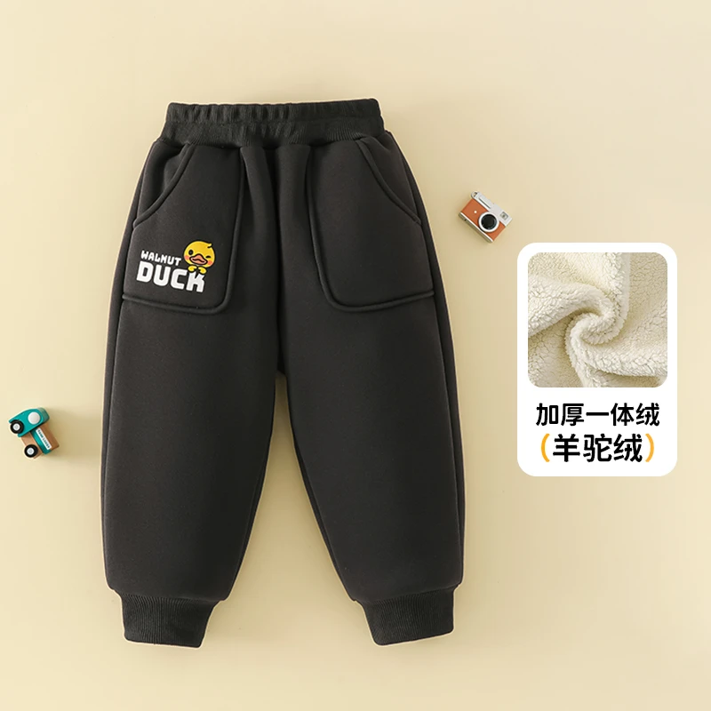 【洛儿妈专属】2024冬款小黄鸭字母加绒时尚休闲卫裤4K270