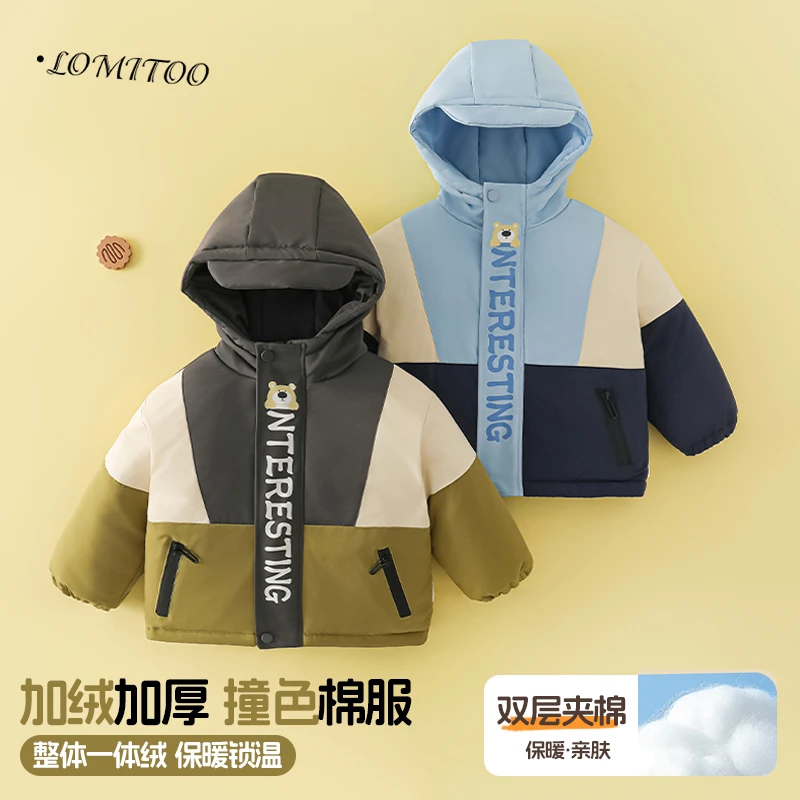 lomitoo/洛米兔2024冬季男女童新款休闲时尚冲锋衣外套4F032-1